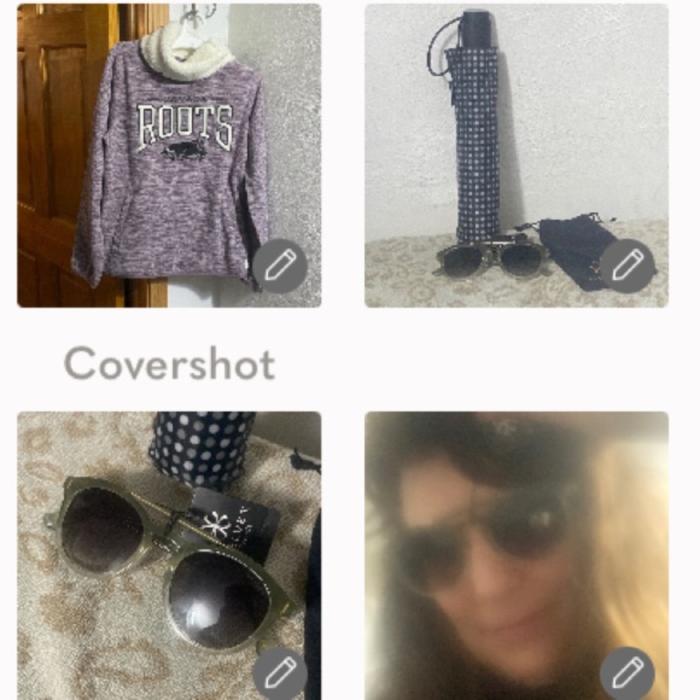 ROOTS Canada🦫💜fleece neck S/P+UV Velvet🕶w bag+polkadot☂️🌂